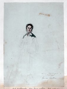 फ्लोरेंस नाइटिंगेल (1820-1910) 1856 का एक अधूरा चित्र (कागज पर पेंसिल, पेन und ink और wc